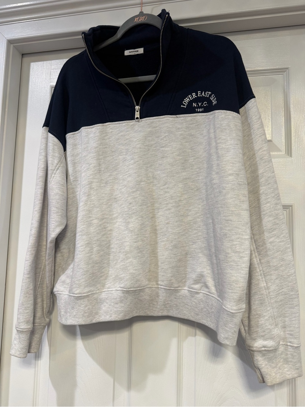 Garage Navy & Light Gray Quarter-Zip Colorblock Pullover